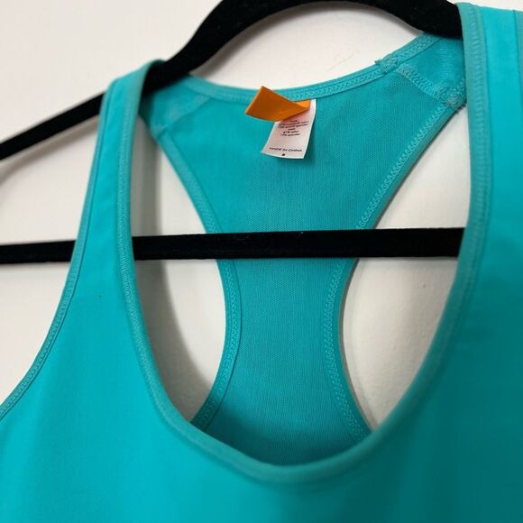 Lucy teal workout top, very slimming and tight, bra support, size Small - Picture 5 of 7